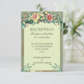 Waterverf Bloemengroen & Roze Trouwreceptie Kaart (Staand voorkant)