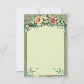 Waterverf Bloemengroen & Roze Trouwreceptie Kaart (Achterkant)