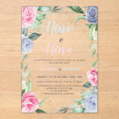 Waterverf Bloemengroen Spaans Geslacht Reveal Acryl Uitnodigingen (Voorkant)