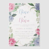 Waterverf Bloemengroen Spaans Geslacht Reveal Vellum Uitnodigingen (Voorkant)
