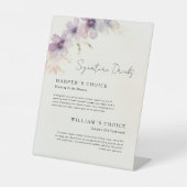 waterverf bloemenhandtekening drinken bruiloft men reclamebord met voetstuk (Voorkant)