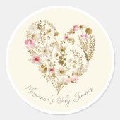 Waterverf bloemenhart Baby in bloei Baby shower Ronde Sticker (Voorkant)