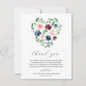 Waterverf Bloemenhart bruiloft Bedankkaart (Voorkant)