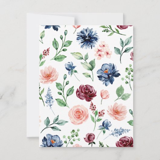 Waterverf Bloemenhart bruiloft Bedankkaart (Achterkant)