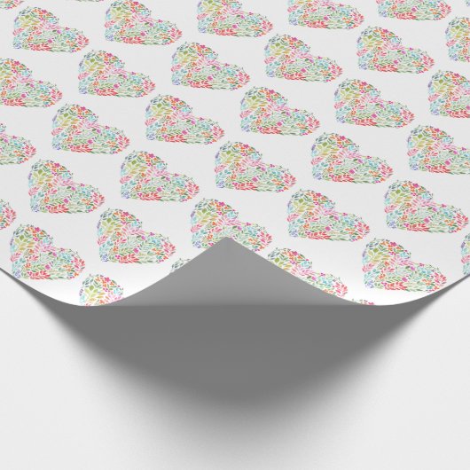 Waterverf bloemenhart cadeaupapier (Hoek)