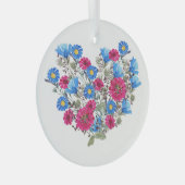 Waterverf bloemenhart, heldere wilde bloemen arran glas ornament (Voorkant Rechts)