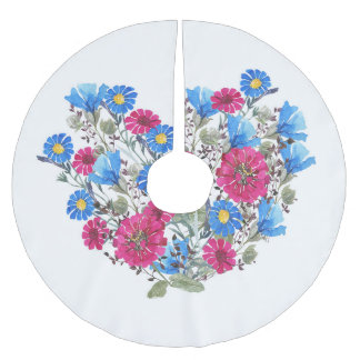 Waterverf bloemenhart, heldere wilde bloemen arran kerstboom rok