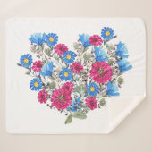 Waterverf bloemenhart, heldere wilde bloemen arran sherpa deken (Voorkant (horizontaal))