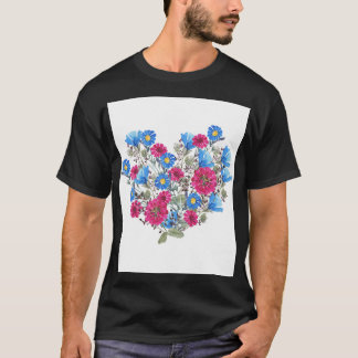 Waterverf bloemenhart, heldere wilde bloemen arran t-shirt