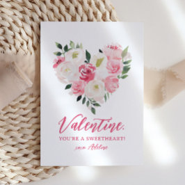 Waterverf Bloemenhart Kinder Valentijnsdag Notitiekaartje