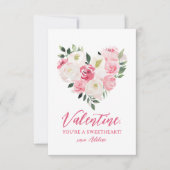 Waterverf Bloemenhart Kinder Valentijnsdag Notitiekaartje (Voorkant)