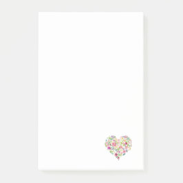 Waterverf bloemenhart lief liefde haar blij post-it® notes