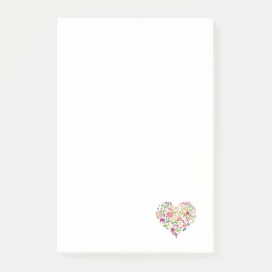 Waterverf bloemenhart lief liefde haar blij post-it® notes (Voorkant)