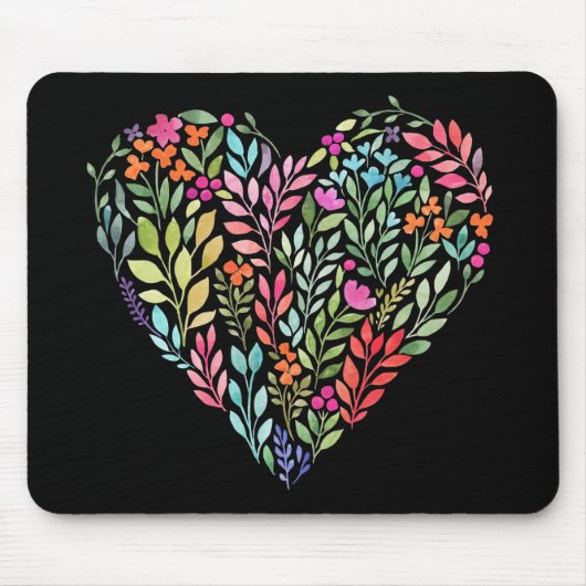 Waterverf bloemenhart muismat (Voorkant)