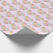 Waterverf bloemenhart op roze cadeaupapier (Hoek)