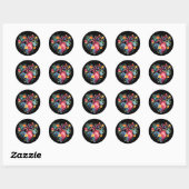 Waterverf bloemenhart ronde sticker (Vel)