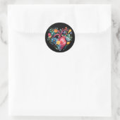 Waterverf bloemenhart ronde sticker (Tas)