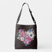 Waterverf bloemenhart: rozen. crossbody tas (Achterkant)