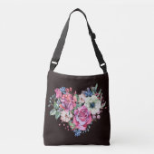 Waterverf bloemenhart:  rozen. crossbody tas (Voorkant)