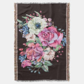 Waterverf bloemenhart:  rozen. deken (Voorkant Verticaal)