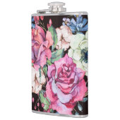 Waterverf bloemenhart: rozen. heupfles (Links)
