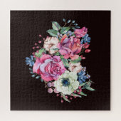 Waterverf bloemenhart: rozen. legpuzzel (Horizontaal)