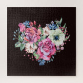 Waterverf bloemenhart:  rozen. legpuzzel (Verticaal)