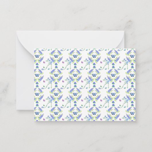 Waterverf bloemenhoge hak met vlinders notitiekaartje (Achterkant)