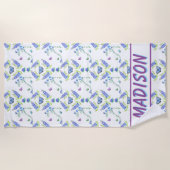 Waterverf bloemenhoge hak met vlinders strandlaken (Voorkant)