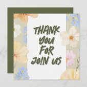 Waterverf Bloemenillustratie Huwelijk Bedankkaart (Voorkant / Achterkant)