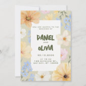 Waterverf Bloemenillustratie Huwelijk Kaart (Voorkant)