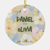Waterverf Bloemenillustratie Huwelijk Keramisch Ornament (Voorkant)