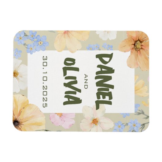 Waterverf Bloemenillustratie Huwelijk Magneet (Horizontaal)