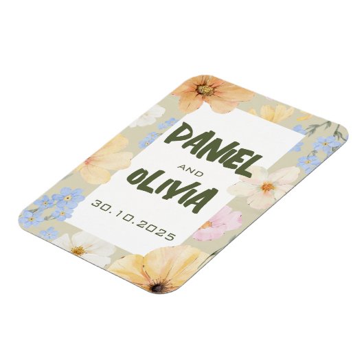 Waterverf Bloemenillustratie Huwelijk Magneet (Linkerzijde)