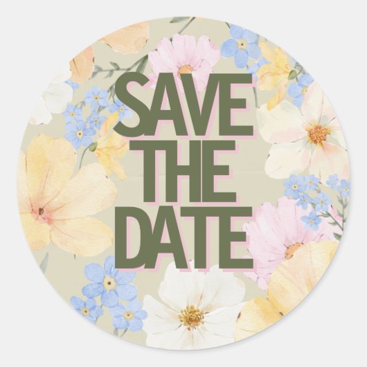 Waterverf Bloemenillustratie Huwelijk Ronde Sticker (Voorkant)
