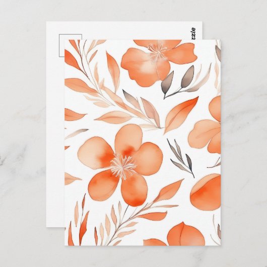 Waterverf Bloemenillustratie sinaasappel Briefkaart (Voorkant / Achterkant)