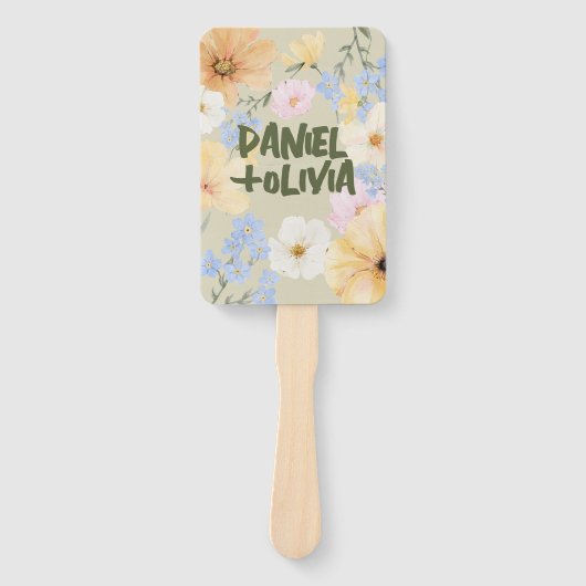 Waterverf Bloemenillustratie Trouwprogramma's Handwaaier (Voorkant)