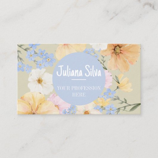Waterverf Bloemenillustratie Visitekaartje (Voorkant)