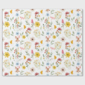 Waterverf Bloemenillustratie Wilde bloemen Cadeaupapier (Vlak)