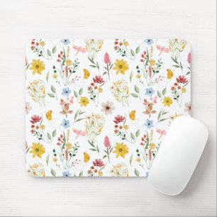 Waterverf Bloemenillustratie Wilde bloemen Muismat
