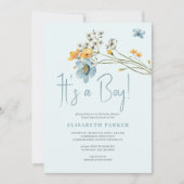 Waterverf bloemenis een jongensblauw baby shower kaart (Voorkant)