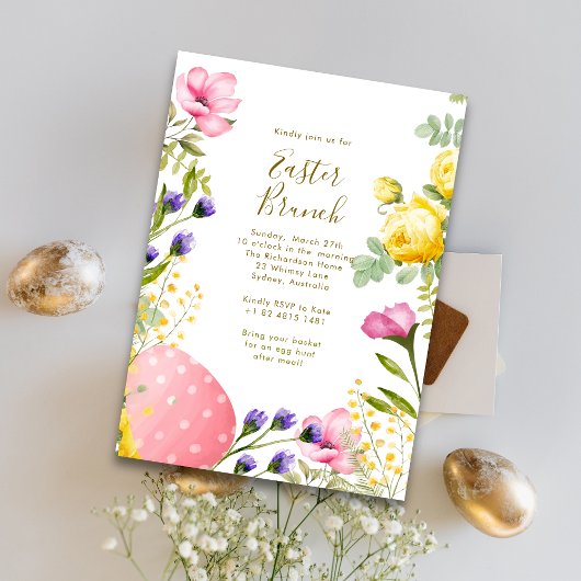 Waterverf Bloemenjacht en paasbrunch Kaart