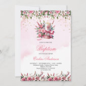 Waterverf bloemenkaarsen en rozen Doop Kaart (Voorkant)