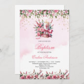 Waterverf bloemenkaarsen en rozen Doop Kaart (Voorkant / Achterkant)