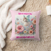 Waterverf bloemenkabouter prinses typografie roze kussen (Deken)
