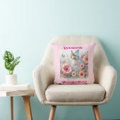 Waterverf bloemenkabouter prinses typografie roze kussen (Stoel)