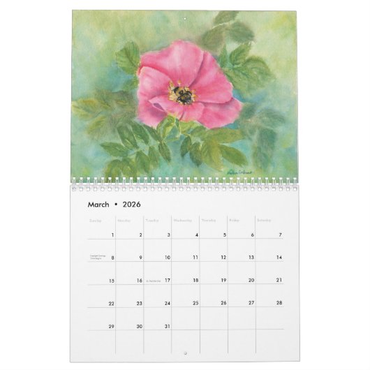 Waterverf bloemenkalender kalender (Mar 2026)