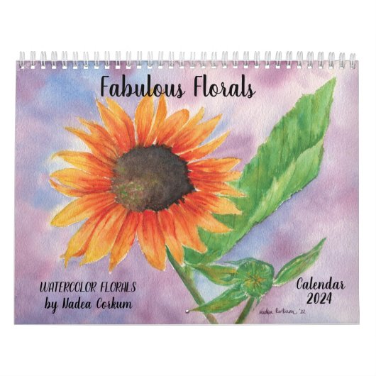 Waterverf bloemenkalender kalender (Hoes)