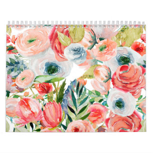 Waterverf Bloemenkalender Kalender
