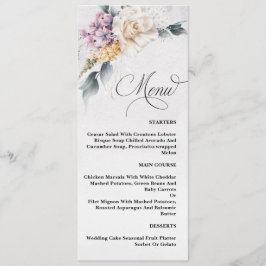 Waterverf Bloemenkalligrafie Moderne bruiloft Menu